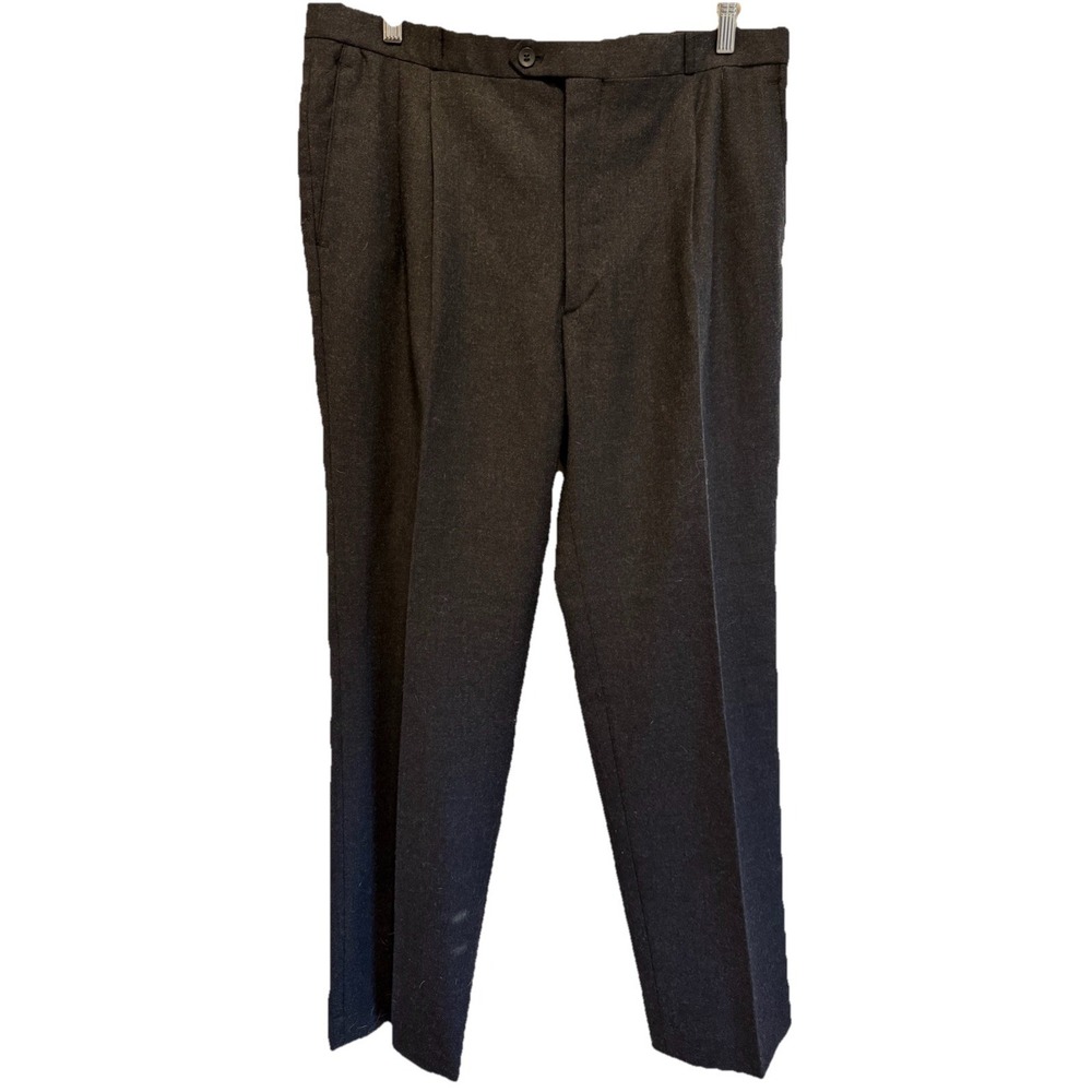 Vintage Givenchy Monsieur Wool Dress Pants 38 Charcoal Pleated Designer Slacks
